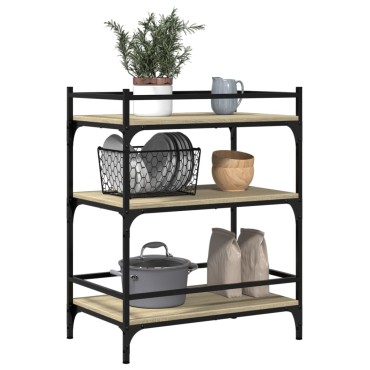 vidaXL Τρόλεϊ Κουζίνας Sonoma Δρυς 65x40x86,5cm Επεξεργασμένο Ξύλο 1 τεμ.
