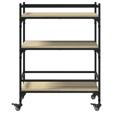 vidaXL Τρόλεϊ Κουζίνας Sonoma Δρυς 65x40x86,5cm Επεξεργασμένο Ξύλο 1 τεμ.