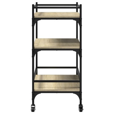 vidaXL Τρόλεϊ Κουζίνας Sonoma Δρυς 65x40x86,5cm Επεξεργασμένο Ξύλο 1 τεμ.