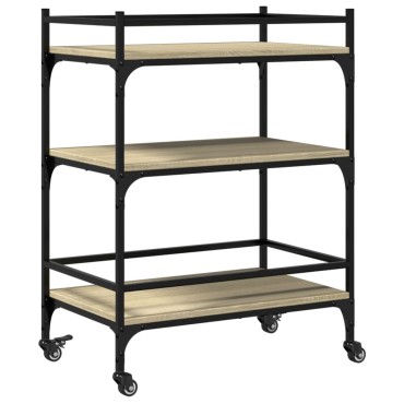 vidaXL Τρόλεϊ Κουζίνας Sonoma Δρυς 65x40x86,5cm Επεξεργασμένο Ξύλο 1 τεμ.