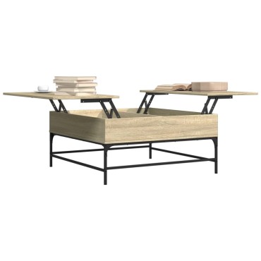 vidaXL Τραπεζάκι Σαλονιού Sonoma Δρυς 95x95x45cm Επεξ. Ξύλο + Μέταλλο 1 τεμ.