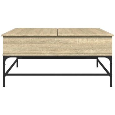 vidaXL Τραπεζάκι Σαλονιού Sonoma Δρυς 95x95x45cm Επεξ. Ξύλο + Μέταλλο 1 τεμ.