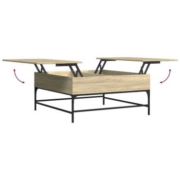 vidaXL Τραπεζάκι Σαλονιού Sonoma Δρυς 95x95x45cm Επεξ. Ξύλο + Μέταλλο 1 τεμ.