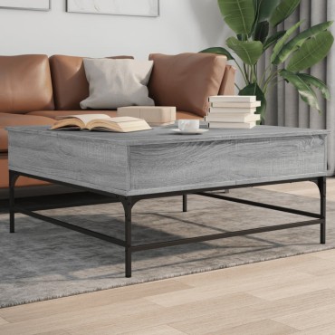 vidaXL Τραπεζάκι Σαλονιού Γκρι Sonoma 95x95x45cm Επεξ Ξύλο + Μέταλλο 1 τεμ.