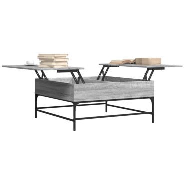 vidaXL Τραπεζάκι Σαλονιού Γκρι Sonoma 95x95x45cm Επεξ Ξύλο + Μέταλλο 1 τεμ.