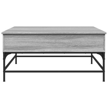vidaXL Τραπεζάκι Σαλονιού Γκρι Sonoma 95x95x45cm Επεξ Ξύλο + Μέταλλο 1 τεμ.