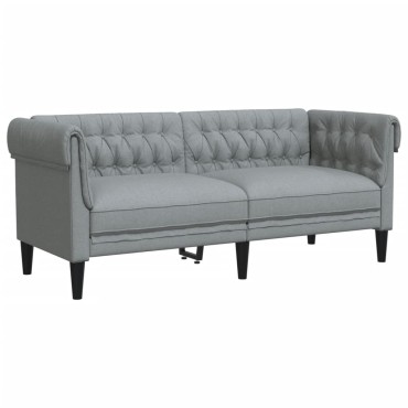 vidaXL Καναπές Διθέσιος Chesterfield Ανοιχτό Γκρι Υφασμάτινος 182,5x74,5x74,5cm 1 τεμ.