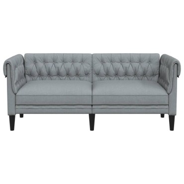 vidaXL Καναπές Διθέσιος Chesterfield Ανοιχτό Γκρι Υφασμάτινος 182,5x74,5x74,5cm 1 τεμ.