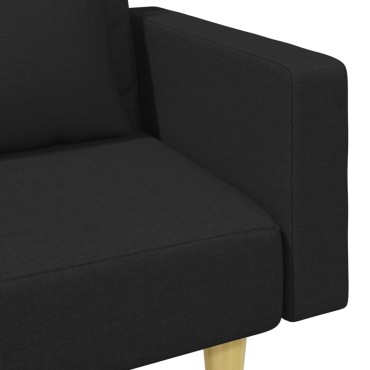 vidaXL Καναπές Κρεβάτι Διθέσιος Μαύρος Ύφασμα Μαξιλάρια/Υποπόδιο 220x84,5x69cm 1 τεμ.