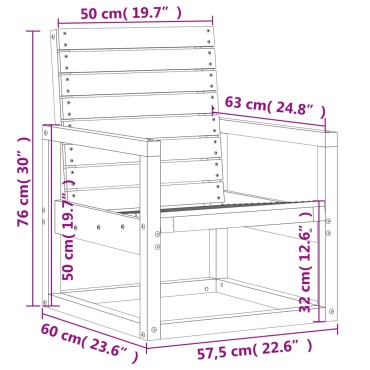 vidaXL Καρέκλα Κήπου 57,5x63x76cm από Μασίφ Ξύλο Πεύκου 1 τεμ.