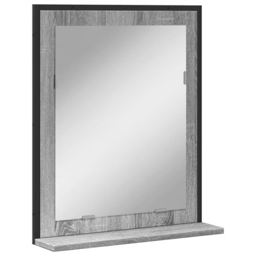 vidaXL Καθρέφτης Μπάνιου με Ράφι Γκρι Sonoma 50x12x60cm Επεξ. Ξύλο 1 τεμ.