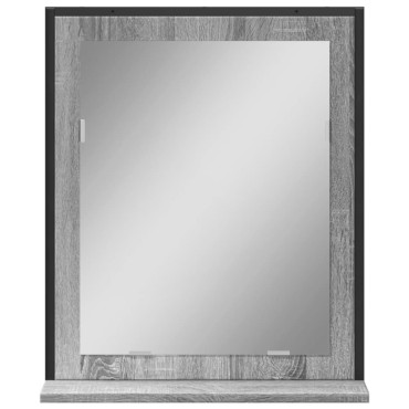 vidaXL Καθρέφτης Μπάνιου με Ράφι Γκρι Sonoma 50x12x60cm Επεξ. Ξύλο 1 τεμ.