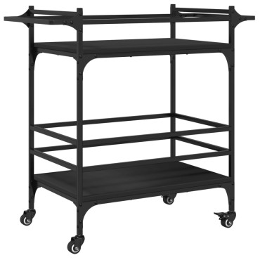 vidaXL Τρόλεϊ Κουζίνας Μαύρο 82x40x78,5cm από Επεξεργασμένο Ξύλο 1 τεμ.