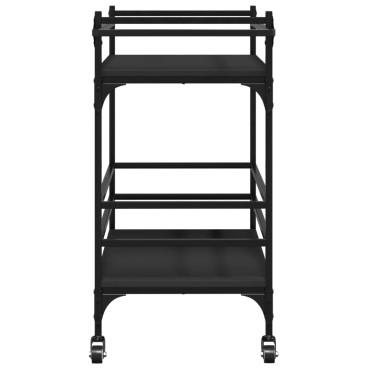 vidaXL Τρόλεϊ Κουζίνας Μαύρο 82x40x78,5cm από Επεξεργασμένο Ξύλο 1 τεμ.