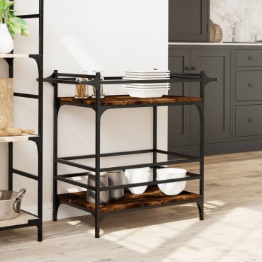 vidaXL Τρόλεϊ Κουζίνας Καπνιστή Δρυς 82x40x78,5cm Επεξεργασμένο Ξύλο 1 τεμ.