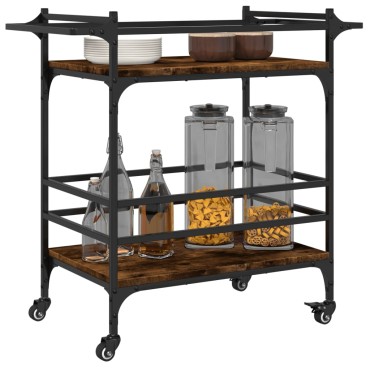 vidaXL Τρόλεϊ Κουζίνας Καπνιστή Δρυς 82x40x78,5cm Επεξεργασμένο Ξύλο 1 τεμ.