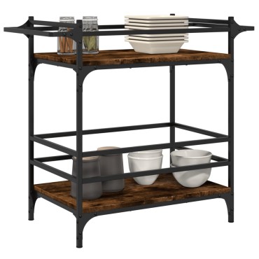 vidaXL Τρόλεϊ Κουζίνας Καπνιστή Δρυς 82x40x78,5cm Επεξεργασμένο Ξύλο 1 τεμ.