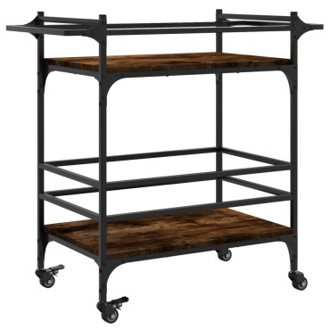 vidaXL Τρόλεϊ Κουζίνας Καπνιστή Δρυς 82x40x78,5cm Επεξεργασμένο Ξύλο 1 τεμ.