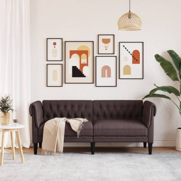 vidaXL Καναπές Διθέσιος Chesterfield Σκούρο Καφέ Υφασμάτινος 182,5x74,5x74,5cm 1 τεμ.