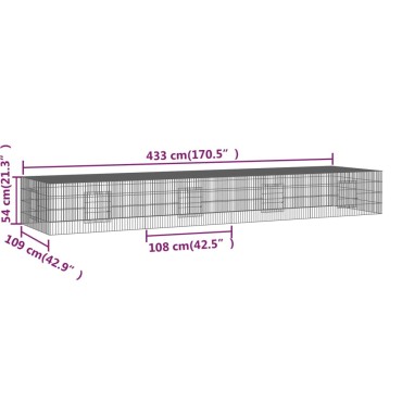 vidaXL Κλουβί Κουνελιών 4 Πάνελ 433x109x54 εκ. από Γαλβανισμένο Σίδερο