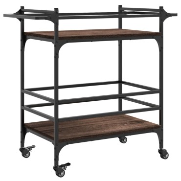 vidaXL Τρόλεϊ Κουζίνας Καφέ Δρυς 82x40x78,5cm από Επεξεργασμένο Ξύλο 1 τεμ.