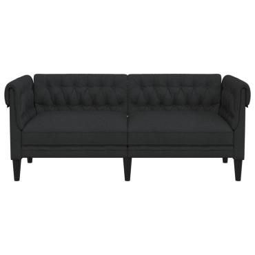 vidaXL Καναπές Διθέσιος Chesterfield Μαύρος Υφασμάτινος 182,5x74,5x74,5cm 1 τεμ.