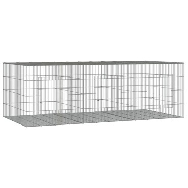 vidaXL Κλουβί Κουνελιών 3 Πάνελ 163x79x54 εκ. από Γαλβανισμένο Σίδερο