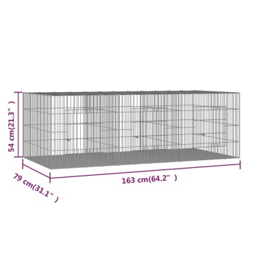 vidaXL Κλουβί Κουνελιών 3 Πάνελ 163x79x54 εκ. από Γαλβανισμένο Σίδερο