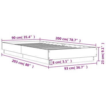 vidaXL Πλαίσιο Κρεβατιού Λευκό 90 x 200 εκ. Επεξεργασμένο Ξύλο