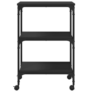 vidaXL Βάση Εκτυπωτή 3 Επιπέδων Μαύρη 50x41x75 εκ. Επεξεργασμένο Ξύλο