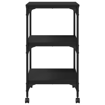 vidaXL Βάση Εκτυπωτή 3 Επιπέδων Μαύρη 50x41x75 εκ. Επεξεργασμένο Ξύλο