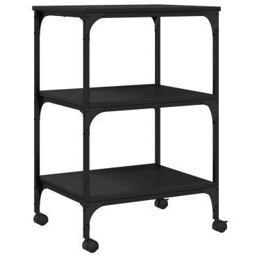 vidaXL Βάση Εκτυπωτή 3 Επιπέδων Μαύρη 50x41x75 εκ. Επεξεργασμένο Ξύλο