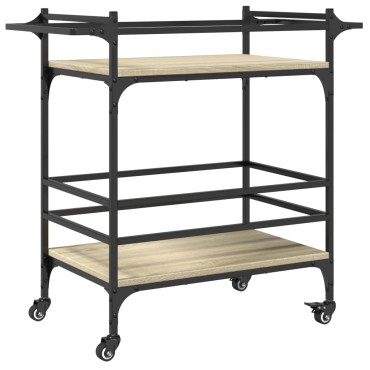 vidaXL Τρόλεϊ Κουζίνας Sonoma Δρυς 82x40x78,5cm Επεξεργασμένο Ξύλο 1 τεμ.