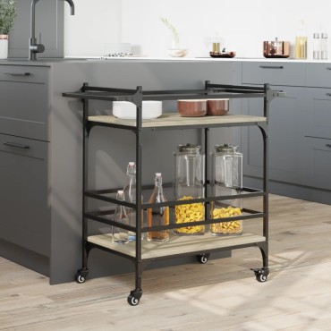 vidaXL Τρόλεϊ Κουζίνας Sonoma Δρυς 82x40x78,5cm Επεξεργασμένο Ξύλο 1 τεμ.