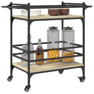 vidaXL Τρόλεϊ Κουζίνας Sonoma Δρυς 82x40x78,5cm Επεξεργασμένο Ξύλο 1 τεμ.
