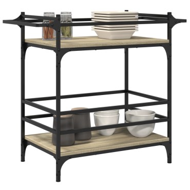 vidaXL Τρόλεϊ Κουζίνας Sonoma Δρυς 82x40x78,5cm Επεξεργασμένο Ξύλο 1 τεμ.