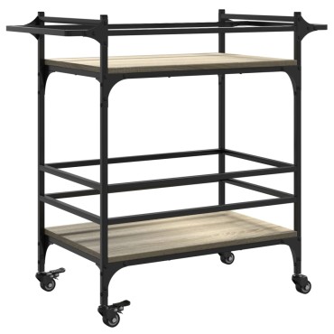 vidaXL Τρόλεϊ Κουζίνας Sonoma Δρυς 82x40x78,5cm Επεξεργασμένο Ξύλο 1 τεμ.