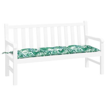 vidaXL Μαξιλάρι Πάγκου Κήπου Σχέδιο Φύλλων 150x50x7cm Ύφασμα Oxford