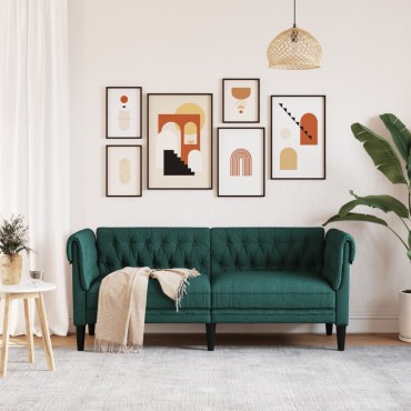 vidaXL Καναπές Διθέσιος Chesterfield Πράσινος Υφασμάτινος 182,5x74,5x74,5cm 1 τεμ.