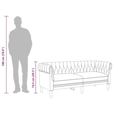vidaXL Καναπές Διθέσιος Chesterfield Μπλε Υφασμάτινος 182,5x74,5x74,5cm 1 τεμ.