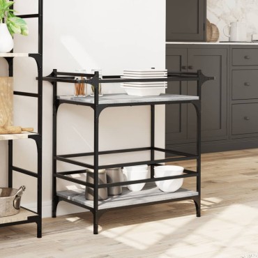 vidaXL Τρόλεϊ Κουζίνας Sonoma Γκρι 82x40x78,5cm Επεξεργασμένο Ξύλο 1 τεμ.