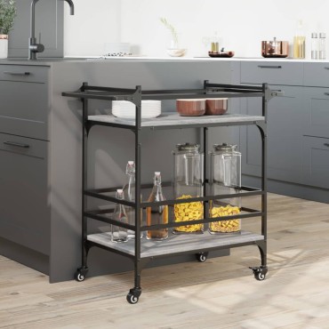 vidaXL Τρόλεϊ Κουζίνας Sonoma Γκρι 82x40x78,5cm Επεξεργασμένο Ξύλο 1 τεμ.