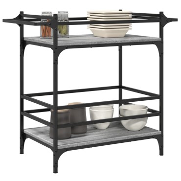 vidaXL Τρόλεϊ Κουζίνας Sonoma Γκρι 82x40x78,5cm Επεξεργασμένο Ξύλο 1 τεμ.