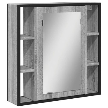 vidaXL Καθρέφτης Μπάνιου Ντουλάπι Γκρι Sonoma 60x16x60cm Επεξ. Ξύλο 1 τεμ.