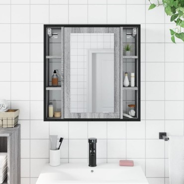 vidaXL Καθρέφτης Μπάνιου Ντουλάπι Γκρι Sonoma 60x16x60cm Επεξ. Ξύλο 1 τεμ.