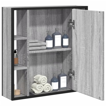 vidaXL Καθρέφτης Μπάνιου Ντουλάπι Γκρι Sonoma 60x16x60cm Επεξ. Ξύλο 1 τεμ.