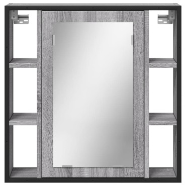 vidaXL Καθρέφτης Μπάνιου Ντουλάπι Γκρι Sonoma 60x16x60cm Επεξ. Ξύλο 1 τεμ.