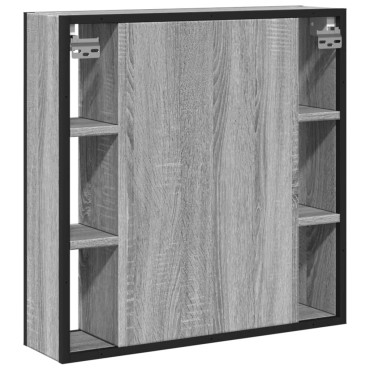 vidaXL Καθρέφτης Μπάνιου Ντουλάπι Γκρι Sonoma 60x16x60cm Επεξ. Ξύλο 1 τεμ.