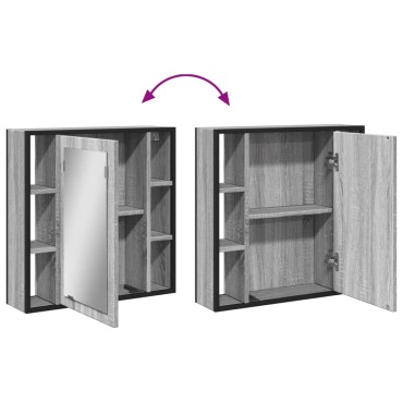 vidaXL Καθρέφτης Μπάνιου Ντουλάπι Γκρι Sonoma 60x16x60cm Επεξ. Ξύλο 1 τεμ.