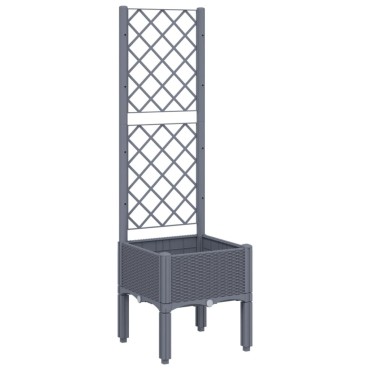vidaXL Ζαρντινιέρα Κήπου με Καφασωτό Γκρι 40x40x142 εκ. από PP